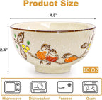 6 Pack Retro Ceramic Bowls, 4.5 Inch Japanese Rice Bowl, 10 Oz Small Soup Serving Set Hand-painted Cereal Holder for Salad, Dessert, Ice Cream, Noodles, Dishwasher Microwave Safe