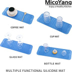 MicoYang Silicone Dish Drying Mat for Multiple Usage,Easy clean,Eco-friendly,Heat-resistant Silicone Mat for Kitchen Counter,Sink,Bar,Bottle,or Cup Lichen Blue M 17 inches x 6 inches