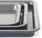 Calphalon Legacy 10-Piece Nonstick Bakeware Set, PFA-Free Nonstick Coating, Oven Safe, Includes Sheet Pans, Muffin Pan, Round Cake Pans, Loaf Pan and Cooling Rack, Blue/Grey Interior