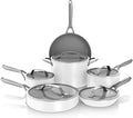 Ninja Ceramic Pro 11-Piece Cookware Set, Non-Stick Pots & Pans Set with Glass Lids, Nontoxic, PTFE Free, Ceramic Coated, Oven Safe, All Stovetops & Induction Compatible, Steam White, CW39011WH