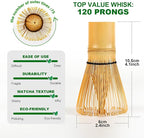 Matcha Whisk - Bamboo Whisk Handcrafted Traditional Japanese Chasen 120-Prong Stirrer Wisk Mixer for Matcha Powder Ceremonial Authentic Tea Preparation