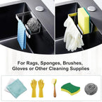 Sponge Holder for Kitchen Sink, Adhesive Dishcloth Holder, Dish Sponge Kitchen Sink Caddy 2 In 1, Metal Dishcloth Racks Sink for Dishcloths, Sponges, Brushes and Glove (Sliver)