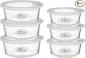 Glass Food Containers with Glass Lid, Microwave Safe Food Storage Container Set, 6 Pack, Large Size Airtight Storage Set with Leak Proof Lids, Meal Prep Containers