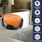 Sponge Holder for Scrub Daddy with Suction Cups and Drain Spout Kitchen Sink Caddy Organizer, Soap Dishes Holder Accessories Rack, Dishwasher Safe - 4.7"x4.7", Marble
