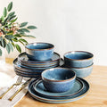 AmorArc Stoneware Dinnerware Sets for 4,Round Reactive Glaze Ceramic Plates and Bowls Set,Highly Scrath Resistant Dishware | Dishwasher & Microwave Safe Dishes Set,Service for 4 (12pc)