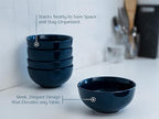 KooK Soup Bowls, Cereal Bowl, Ceramic, Bowls for Kitchen, Microwave, Dishwasher and Freezer Safe, Porcelain Dishes for Pasta, Salad, Oatmeal, Deep Interior, 20 oz, Set of 6, (Navy)