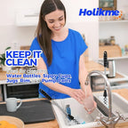 Holikme 6 Pack Bottle Brush Set, 14" Long Handle Stainless Steel Bottle Cleaner Brush, 3 Straw Brushes, 3-in-1 Bottle Cleaning Brush for Water Bottle, Baby Bottle, Blue&White