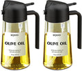 2 in 1 Glass Oil Sprayer & Dispenser,16oz/470ml Olive Cooking, Air Fryer, and Salad, for Kitchen Gadgets and Air Fryer Accessories, w/Stickers (Black + White Bottle 2)