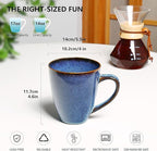 MONITO 17 OZ Coffee Mugs Set of 4, Large Ceramic Blue Coffee Mugs Set with handle for Tea/Latte/Milk/Cocoa, Funny Tea Cups for Office and Home, Engagement Gifts.(Starry Blue)