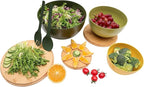ECOWAY Salad Bowls Set of 3 with Lid & Serving Utensils, Colorful Serving Bowls, Bamboo Fiber Salad Bowls with Bamboo Lid, Kitchen Bowls for Salad, Kitchen Eating, Pasta, Popcorn, Fruit (3 Colors)