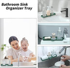 MicoYang Silicone Bathroom Soap Dishes with Drain Spout-Bathroom and Kitchen Sink Organizer,Sponge Holder,Dish Soap Tray,Perfect for Dispenser,Scrubber,Bottle,Cup on Sink or Counter-Green 12"×4"