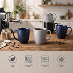 AmorArc 16oz Coffee Mugs Set of 6, Large Ceramic Coffee Mugs for Man, Woman, Dad, Mom, Modern Coffee Mugs Set with handle for Tea/Latte/Cappuccino/Milk/Cocoa. Dishwasher&Microwave Safe, Multi