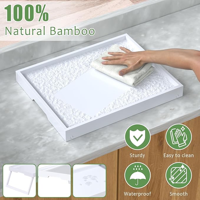 2 Pack Bed Tray Table with Foldable Legs, Bamboo Breakfast Tray for Sofa, Beds, Eating, Working, TV Table, Food, Dinner, Computer Trays, Laptop Desk Snack Folding Trays in Bed, White