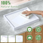Bamboo Bed Tray Table with Foldable Legs, Breakfast in Bed Tray for Eating, Kitchen Serving Trays, Folding Table for Sofa, Beds, Eating, Working, Used As Laptop Desk Snack Trays, Large White