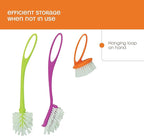 Casabella Loop 3-Piece Dish Brush Set - 15519AZ(Colors May Vary), Red Yellow Purple