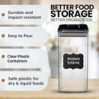 Shazo Airtight Food Storage Containers with Lids - 6 PC BPA Free Clear Plastic Cereal Containers with Easy Lock Lids for Kitchen and Pantry Organization for Snacks and Pasta - 1.2L