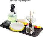 ZLR Silicone Sponge Holder & Sink Caddy Tray (6" x 12") - Narrow Dish Drying Mat for Kitchen Counter - Waterproof Soap Dispenser Organizer, Non-Slip Bathroom Vanity Tray (Coffee)