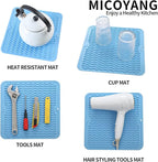 MicoYang Silicone Dish Drying Mat for Multiple Usage,Easy clean,Eco-friendly,Heat-resistant Silicone Mat for Kitchen Counter or Sink,Refrigerator or Drawer liner Light Blue M 12 inches x 12 inches
