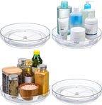 2 Pack 9 Inch Clear Acrylic Lazy Susan, Non-Skid Turntable Organizer for Cabinet, Kitchen, Pantry Organization Storage, Refrigerator, Vanity Makeup, Bathroom Countertop Organizing, Rotating Spice Rack