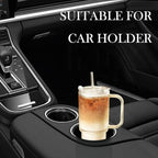 2 Pack Iced Coffee Cup with Lids, 18oz Clear Glass Tumbler with Straw & Lid, Ribbed Glassware Cups, Dishwasher Safe Drinking Glasses, Stylish Glass Cups for Coffee, Juice, Tea, Matcha