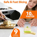 Fruit Slicer Cup for Strawberry, Banana, Hard-Boiled Egg - Detachable Cutter with Push Plate - Rapid & Safe Slicing Kitchen Gadget for Quick Meal Prep (Food green)