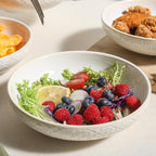 22 Oz Pasta Bowls Set of 4, Large Ceramic Serving Bowls, 8 inch Porcelain Embossed Bowl for Salad, Soup, Fruit, Rice, Desserts, Ramen, Housewarming Present, Kitchen Decor, Dishwasher Safe