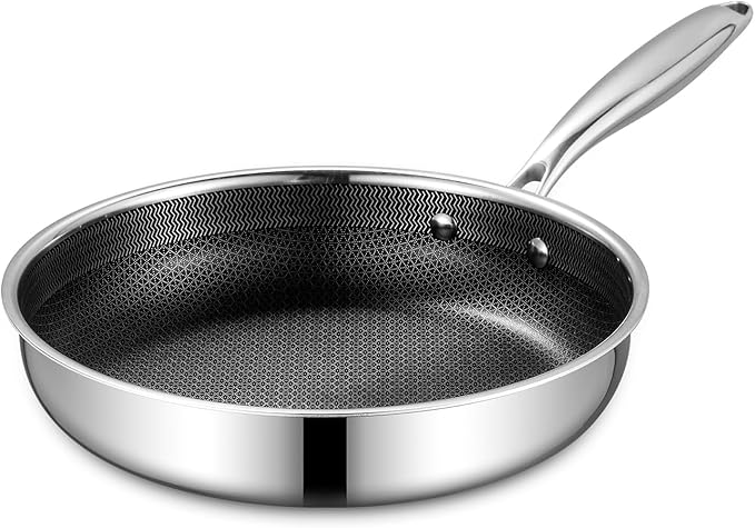 10-Inch Nonstick Frying Pan, PFOA-Free Hybrid Skillet with Stay-Cool Handle & Oven Safe Dishwasher Safe, Compatible with All Stovetops Including Induction for Eggs, Pancakes, Steak