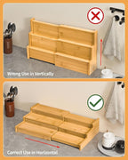 Spice Rack, 3-Tier Expandable Bamboo Spice Rack Organizer for Cabinet - Kitchen, Pantry and Cupboard Storage Organizer