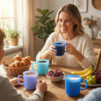 Plastic Coffee Mug 4 set Microwave and Dishwasher Safe - BPA Free Reusable Cups 13 oz - Unbreakable Thick Wall Bulk Coffee Mugs for Kids Kitchen Home Outdoor Camper Nautical