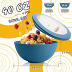 Wheat Straw Bowls Set with Lids, Unbreakable 40 OZ Cereal Bowls Set of 4, Salad Container for Lunch, Microwave & Dishwasher Safe Bowl Set for Kitchen, Picnic, RV, Camping, Multi