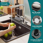 eormoe 30 inch Kitchen Faucet Absorbent Mat - Diatomaceous Earth Splash Guard for Sink Faucet, Aesthetic Water Absorbing Stone Tray in The Modern Home (30" x 3.9", Dark grey)