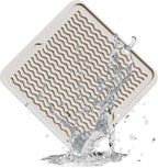 ZLR Silicone Dish Drying Mat 12" x 12" Square - Small Heat Resistant Trivet & Countertop Protector for Air Fryer, Coffee Maker - Waterproof Kitchen Drain Pad for Cups, Fruit (Cassava White)