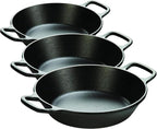 Lodge 8 Inch Pre-Seasoned Cast Iron Skillet - Dual Assist Handles - Use in the Oven, Stove, Grill, or Over a Campfire - Black (Pack of 3)