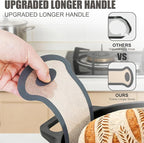 Silicone Bread Sling, Silicone Baking Sling with Longer Handles, Non-Stick & Easy Clean Dutch Oven Baking Mat to Transfer SourDough Easily, Reusable Bread Mat Set (2 Pcs Grey Oval)