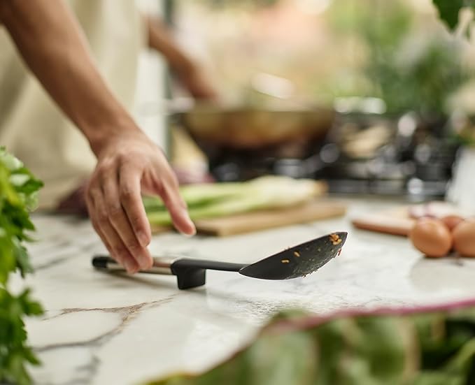 Joseph Joseph Elevate Silicone Solid Spoon, BPA Free, Heat Resistant Non Stick Kitchen Utensil, Weighted Stainless Steel Handle