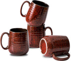 Hasense Red Coffee Mugs Set of 4, 12 oz Coffee Cups Ceramic, Latte Mug with Large Handle for Coffee, Tea, Milk and Chocolate,Easy Hold & Clean, Dishwasher & Microwave Safe