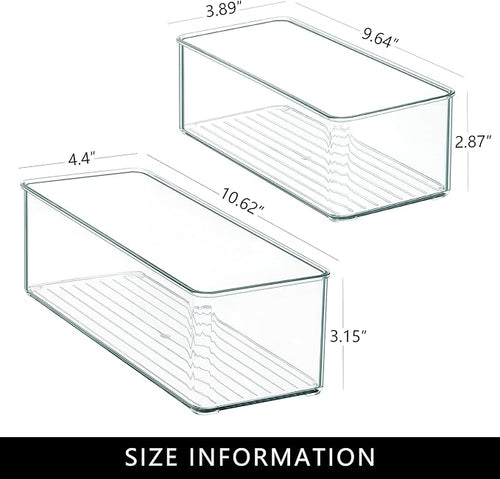 8 PACK Drawer Organizer Bins Bathroom Deep Drawer Organizer Tray for Cutlery Vanity Make-up, Clear Stackable Storage Bins for Kitchen Cabinet Closet Counter Organization and Storage