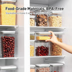 Airtight Food Storage Containers,1.3Qt 3Pcs Pop Food Containers with Lids, Stackable One Button Opening Kitchen Pantry Organizers and Storage, BPA-Free Food Containers Set for Snacks Candy Spices
