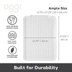 Oggi Dish Drain Board and Drying Rack Tray for Kitchen Counter, Plastic Drainboard with Raised Ridges, 12.75 x 17.25 inches - White