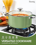 MICHELANGELO Pots and Pans Set Non Stick - Titanium Cookware Set Non Toxic Ceramic Coating, 8-Pcs Nonstick Pots and Pans with Ergonomic Handle, Dishwasher Safe & Induction Compatible, Green