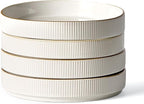 famiware Star 7.5" Pasta Bowls Set, Salad Bowl Set of 4, Double Reactive Glaze, Stackable, Ideal for Your Friend for Housewarming, Festivals, White