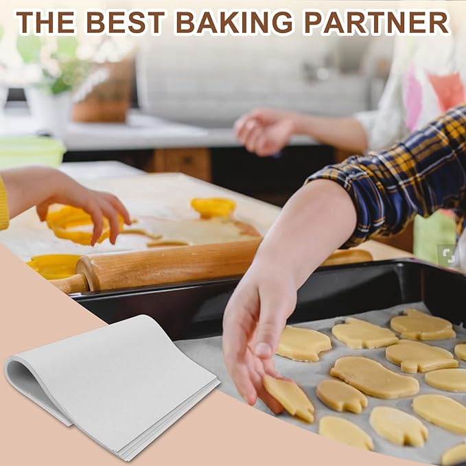 130-Pack Precut Parchment Paper Sheets | 12x12 Inch White Baking Paper | Heavy Duty Non-Stick Liners for Oven, Air Fryer, Grill & Steaming | Perfect for Baking, Cooking, Wrapping Food