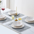 Bestone 12 Pieces Round Kitchen Dinnerware Sets,Plates and Bowls sets,Dishes, Plates, Bowls, Dish Set，Plates and Bowls,Service for 4, Orange and White Marble
