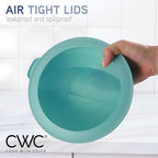 COOK WITH COLOR Mixing Bowls with Lids - 12 Piece Plastic Nesting Bowls Set includes 6 Prep Bowls and 6 Lids, Microwave Safe Mixing Bowl Set, Blue Rhombus