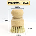 Bamboo Dish Brush,2PCS Wood Dishes Scrub Brush,Kitchen Dish Brush Natural Sisal Bristles with Hook for Cleaning Dishes,Sink, Cast Lron Pan/Pot