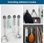 Diesisa Razor Holder 304 Stainless Steel for Shower + Adhesive Sticky Heavy Duty Waterproof Wall Hooks, Premium for Hanging Towels, Coat, hat (2+2 Pack) - Grey