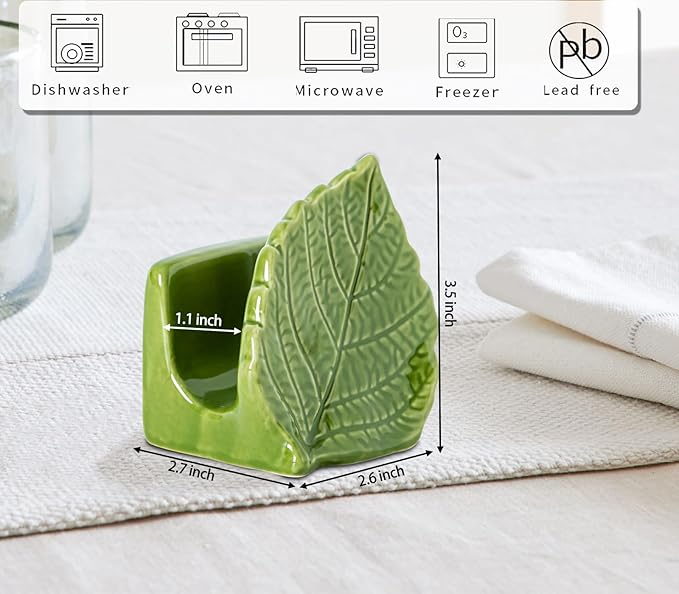 dgudgu Leaf Sponge Holder for Kitchen Sink – Teal Green Ceramic Sponge Caddy, Decorative Leaf Shaped Sink Organizer, Nature Inspired Kitchen Décor, Dishwasher Safe