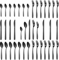 Silverware Set - 40PCS Stainless Steel Silverware Set for 8, Includes Forks Spoons and Knives, Utensil Sets for Home Kitchen Restaurant, Dishwasher Safe, Black
