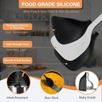 Large Silicone Cooking Utensils Set, 10Pcs Nonstick Kitchen Utensil Set with Wooden Handle, Heat Resistant Silicone Utensils for Cooking, BPA Free Spatula Set with Turners Spoon Ladle Skimmer(Black)