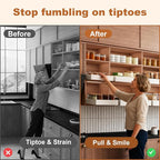 Pull out Cabinet Organizer,Width (18"-25") and Depth (10"-13") Expandable,No Drill Adjustable Slide out Drawers for Pantry,Adhesive Roll out Shelves Short,for upper cabinet,White